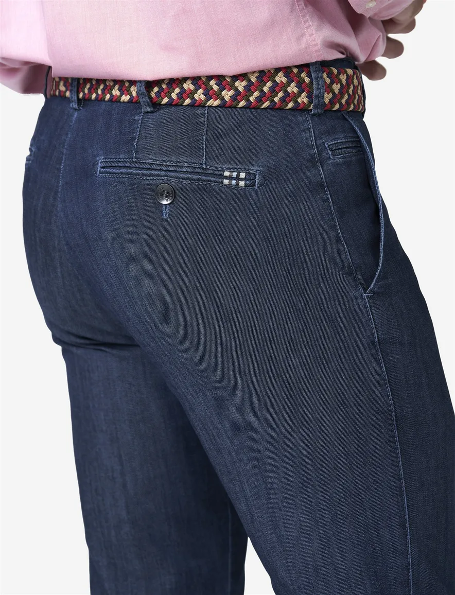 Meyer 5-pockt jeans Bonn donkerblauw denim normale fit