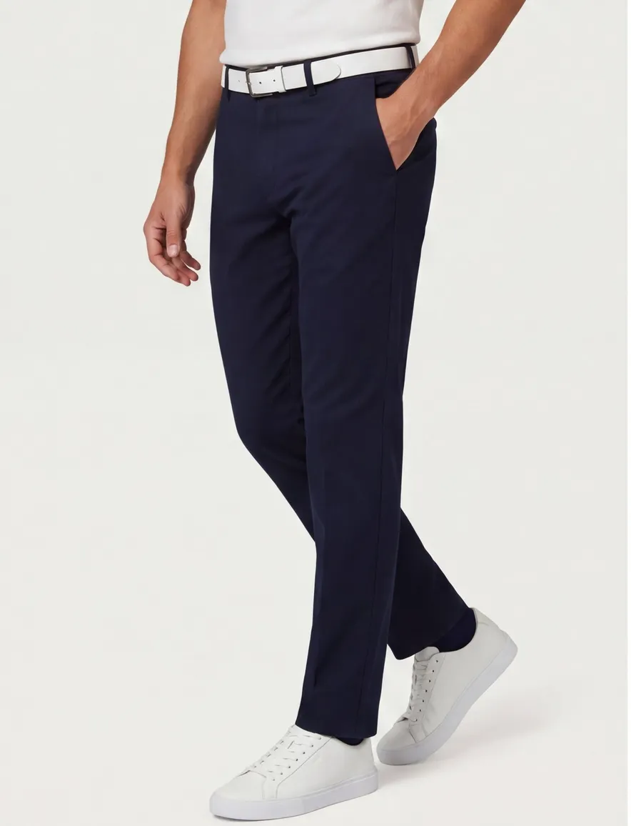 Donkerblauwe pantalon Meyer flatfront normale fit Bonn