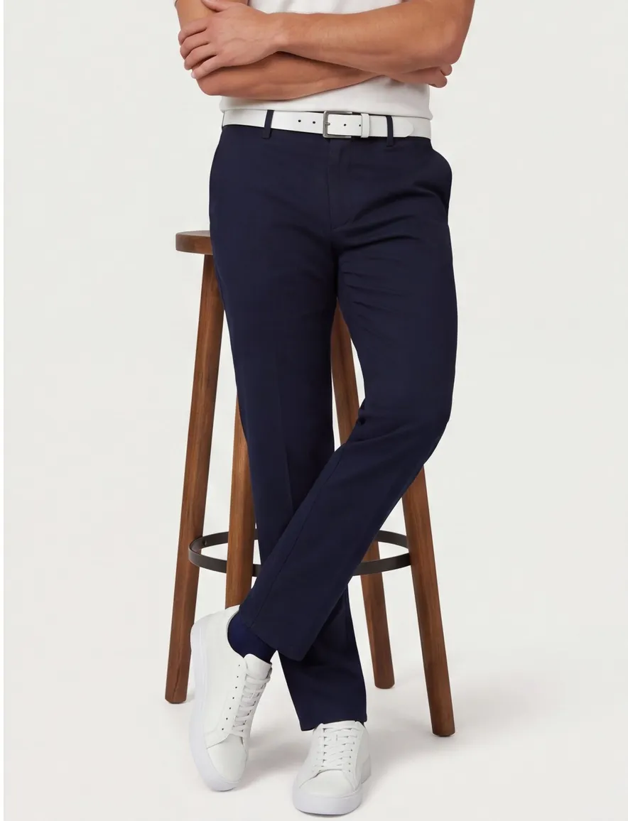 Donkerblauwe pantalon Meyer flatfront normale fit Bonn