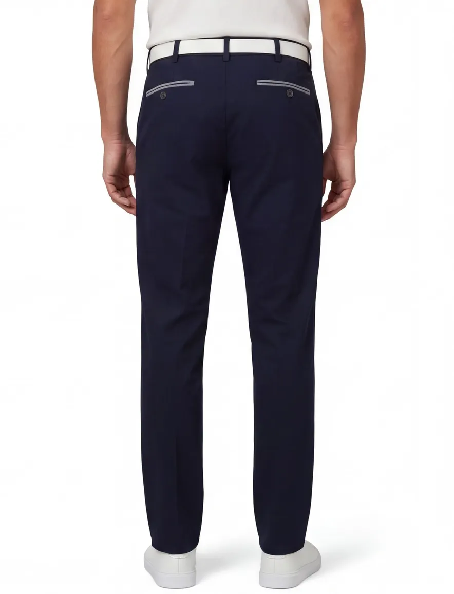 Donkerblauwe pantalon Meyer flatfront normale fit Bonn