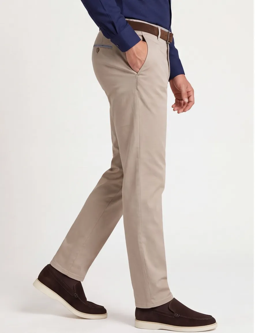 Beige pantalon Meyer flatfront normale fit