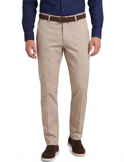 Meyer Beige pantalon Meyer flatfront normale fit