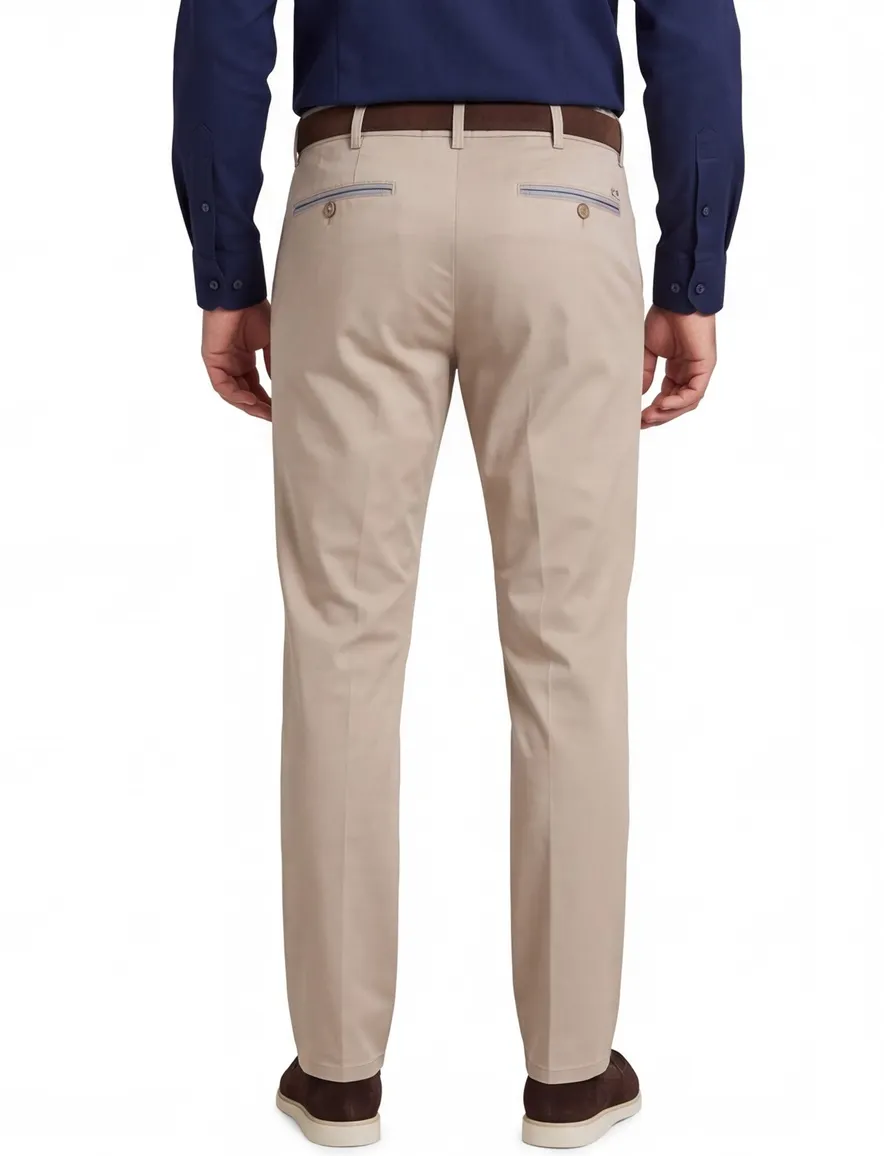 Beige pantalon Meyer flatfront normale fit