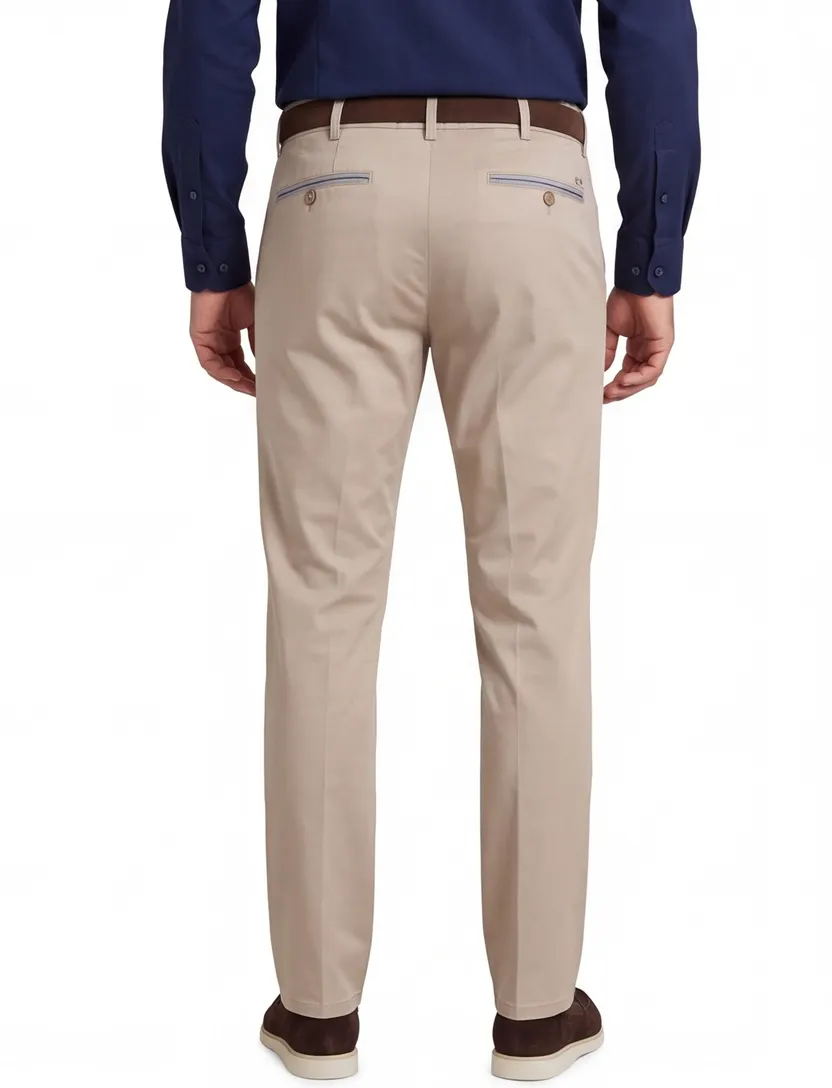 Pantalon Meyer beige flatfront normale fit