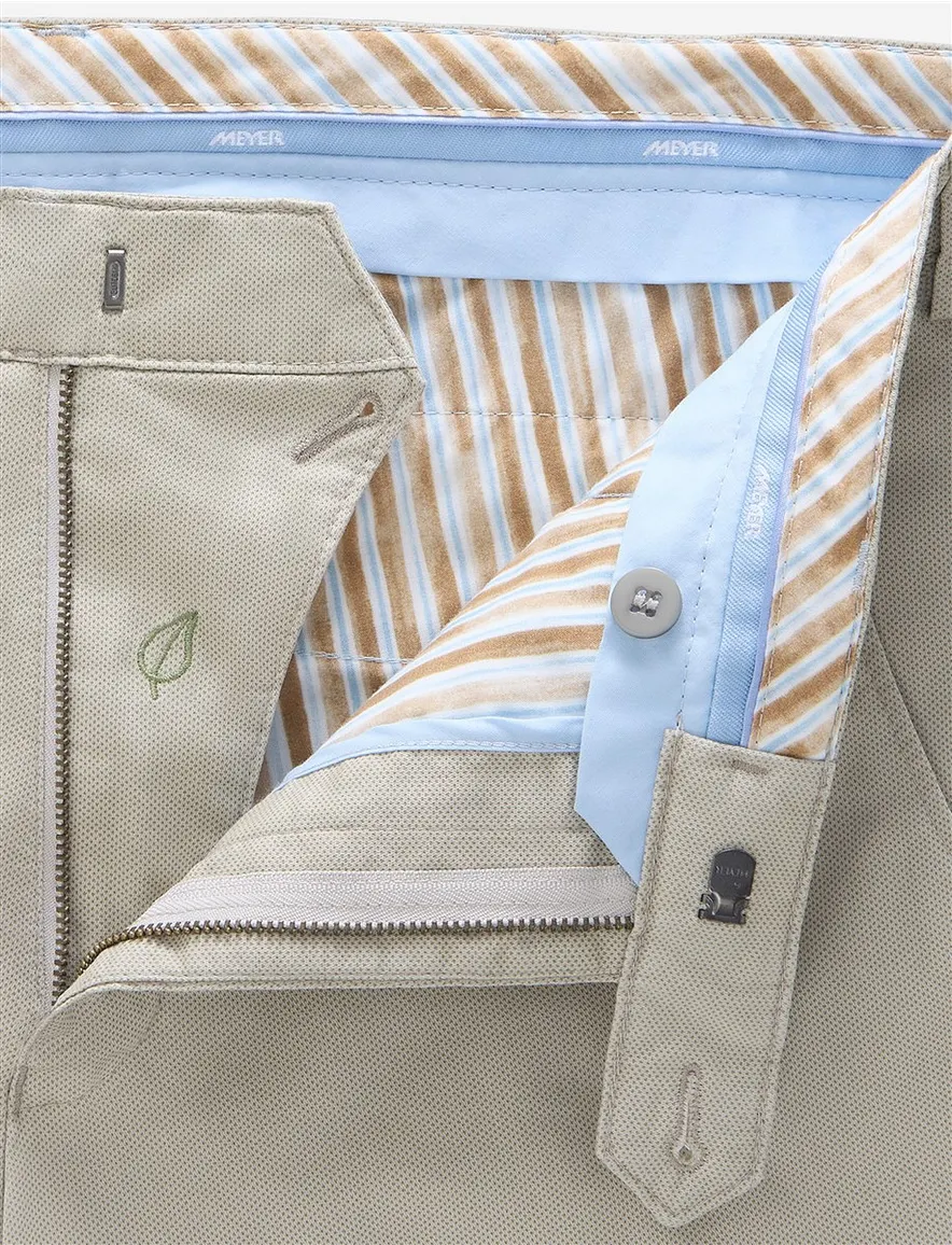 Creme pantalon flat front Meyer Bonn bio katoen
