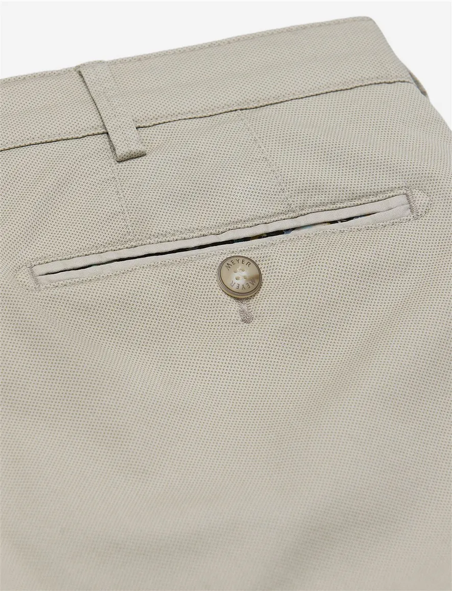 Creme pantalon flat front Meyer Bonn bio katoen