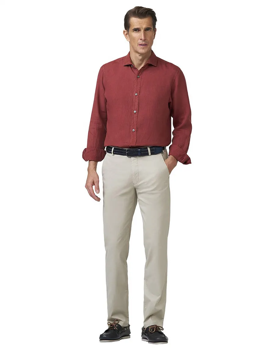 Creme pantalon flat front Meyer Bonn bio katoen