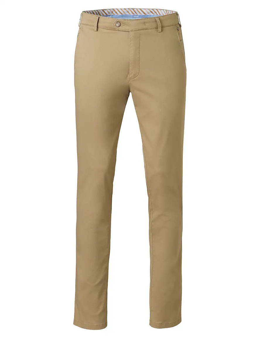 Meyer Pantalon chino camel flat front effen Bonn