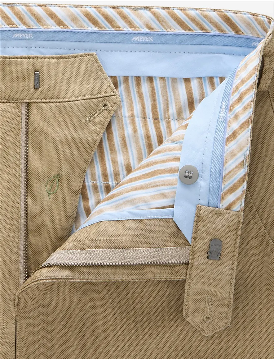 Meyer Pantalon chino camel flat front effen Bonn