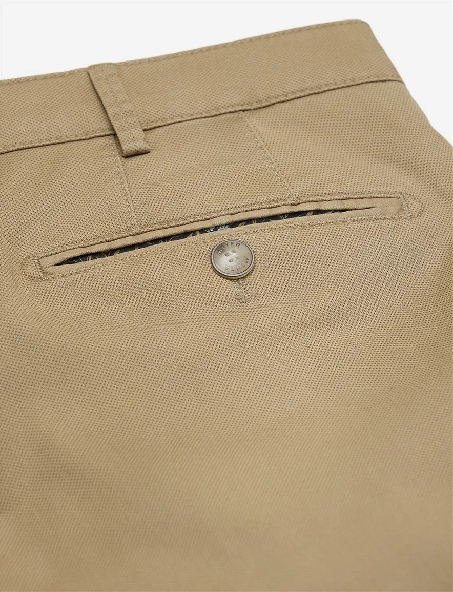 Meyer Pantalon chino camel flat front effen Bonn