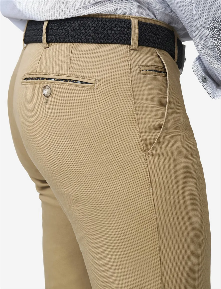 Meyer Pantalon chino camel flat front effen Bonn