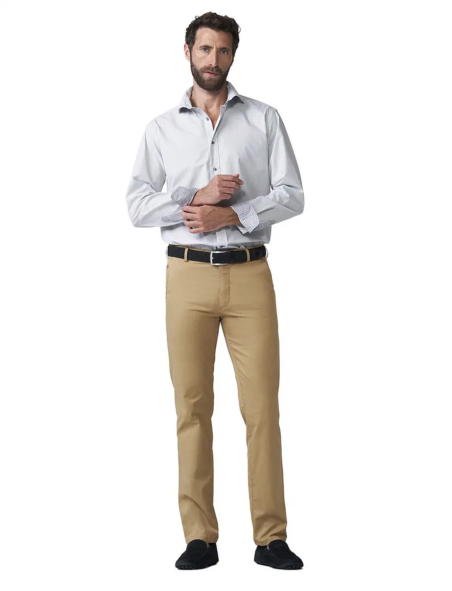 Meyer Pantalon chino camel flat front effen Bonn