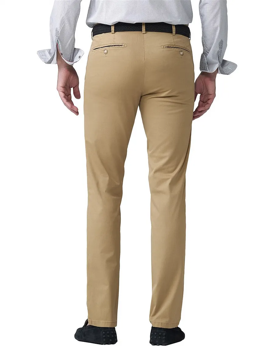 Meyer Pantalon chino camel flat front effen Bonn