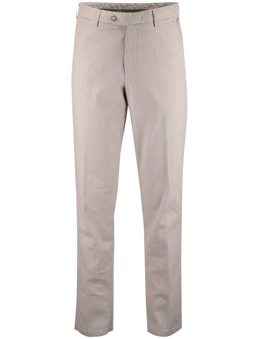 Pantalon flatfront Meyer beige linnen normale fit