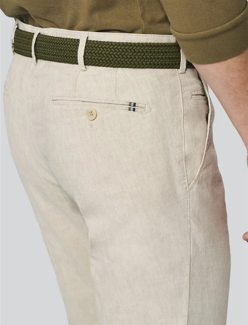Beige pantalon flatront Meyer linnen Roma