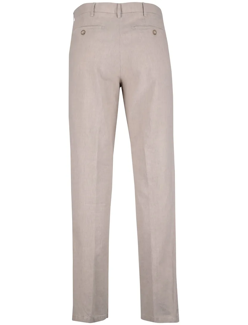 Pantalon flatfront Meyer beige linnen normale fit