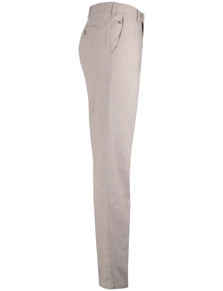 Beige pantalon flatront Meyer linnen Roma