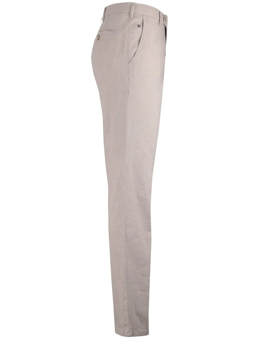 Pantalon flatfront Meyer beige linnen normale fit