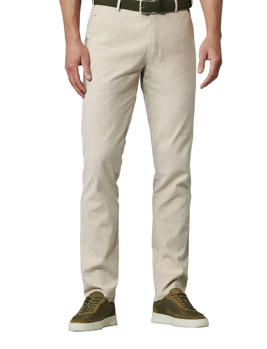 Beige pantalon flatront Meyer linnen Roma