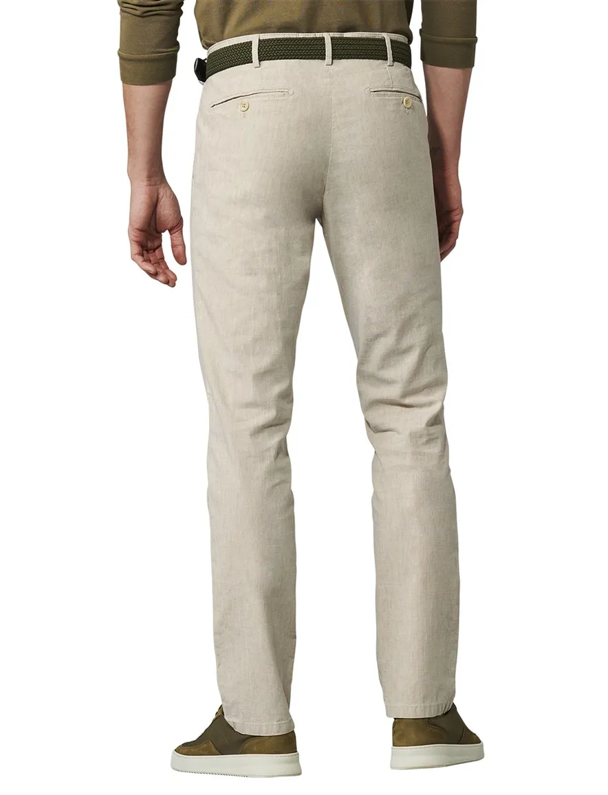 Beige pantalon flatront Meyer linnen Roma