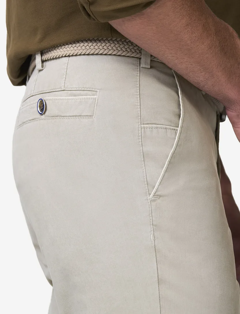 Pantalon beige Meyer flatfront model normale fit