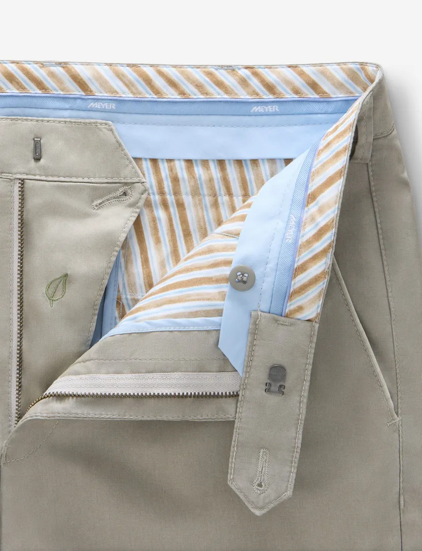 Pantalon beige Meyer flatfront model normale fit