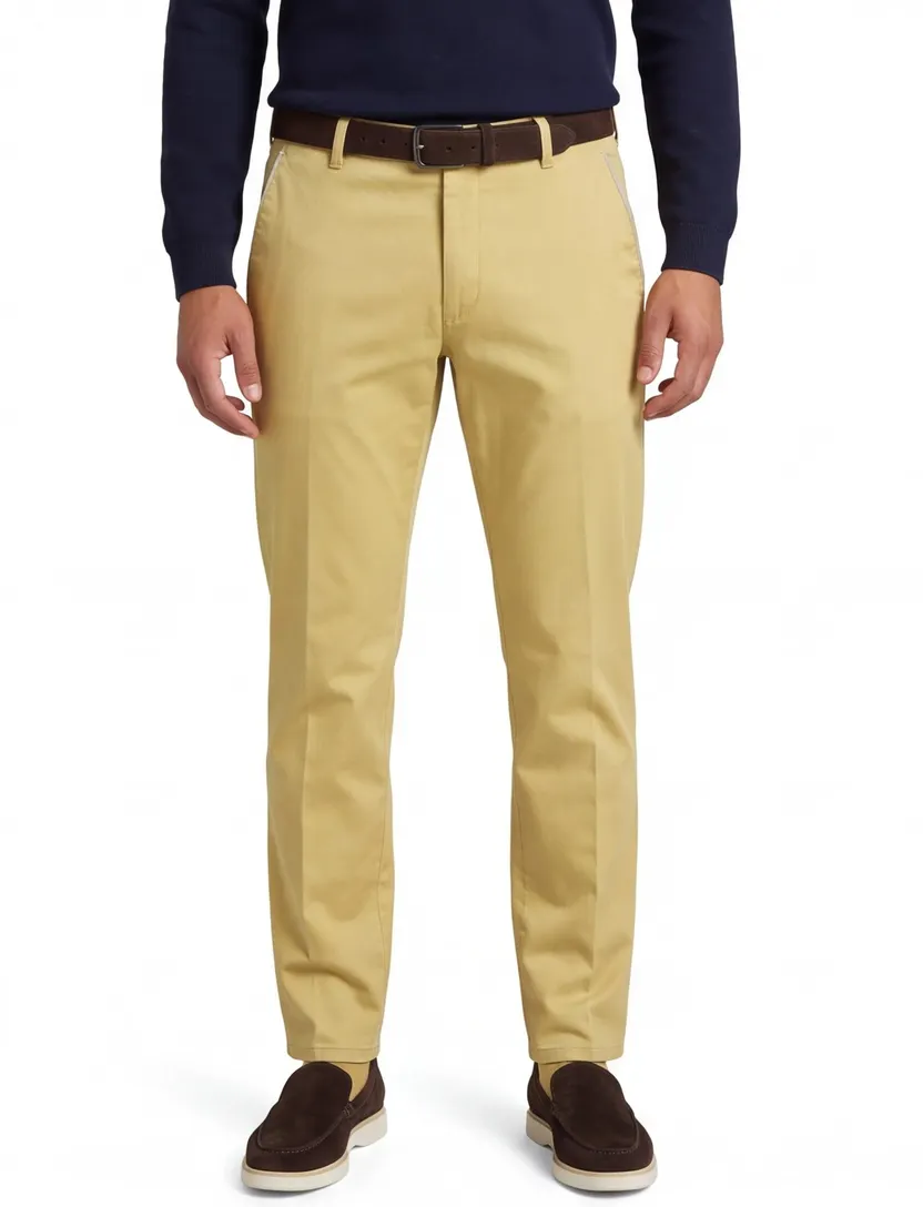 pantalon Meyer New York normale fit flatfront model geel