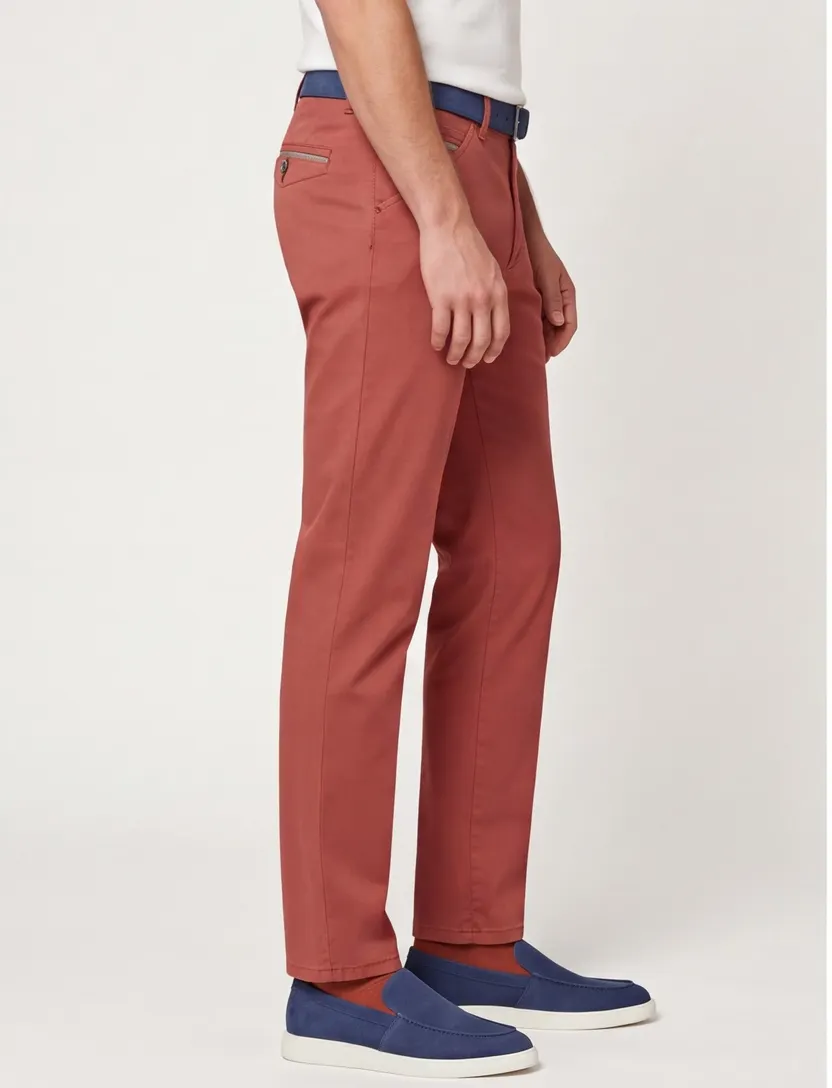 pantalon Meyer chicago rood normale fit katoen zonder omslag
