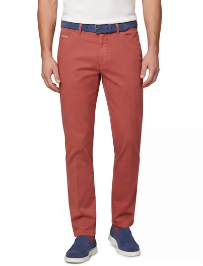Meyer rode pantalon Meyer normale fit katoen