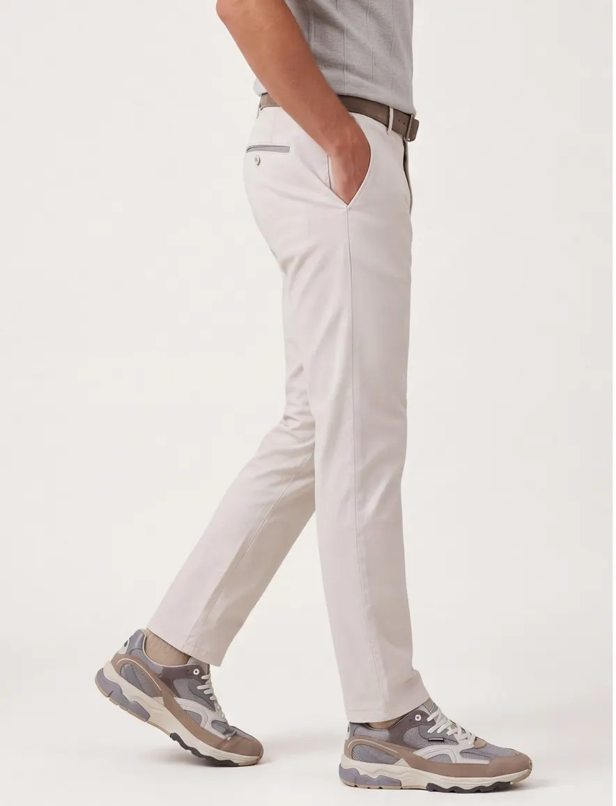 Witte pantalon flatfront Meyer normale fit