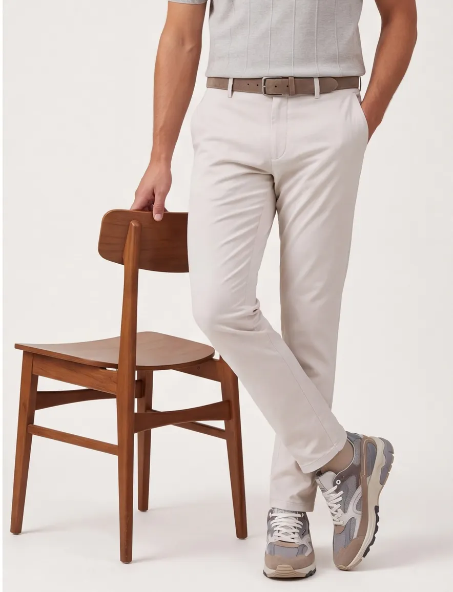 Witte pantalon flatfront Meyer normale fit