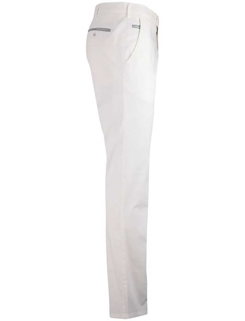 Pantalon flatfront model wit Meyer normale fit