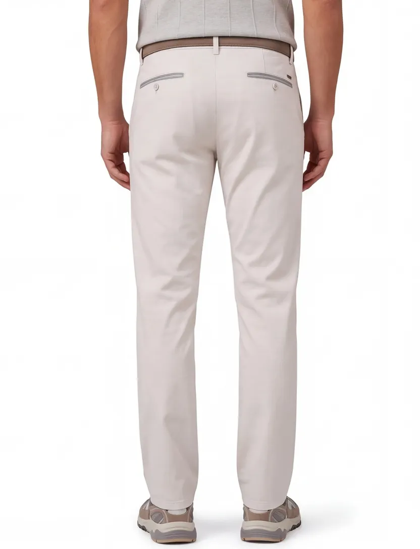 Pantalon flatfront model wit Meyer normale fit