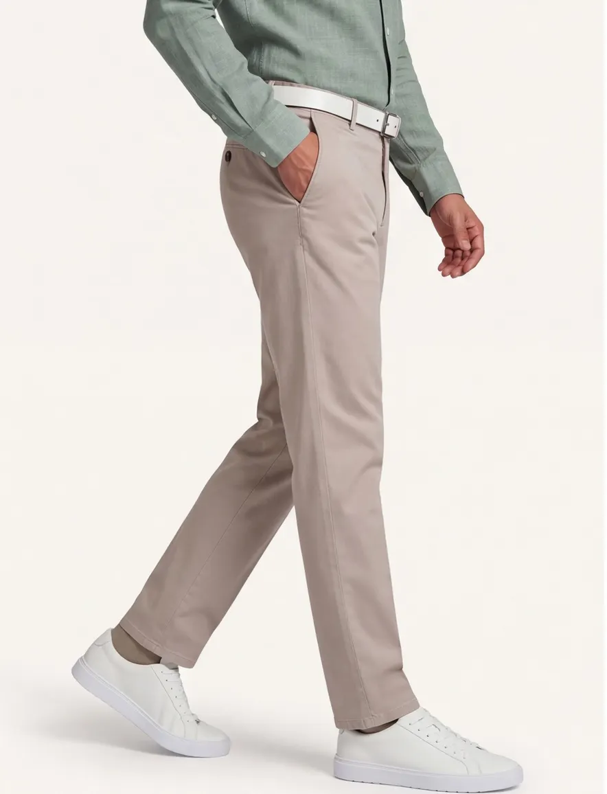 Beige pantalon flatfront model normale fit Meyer