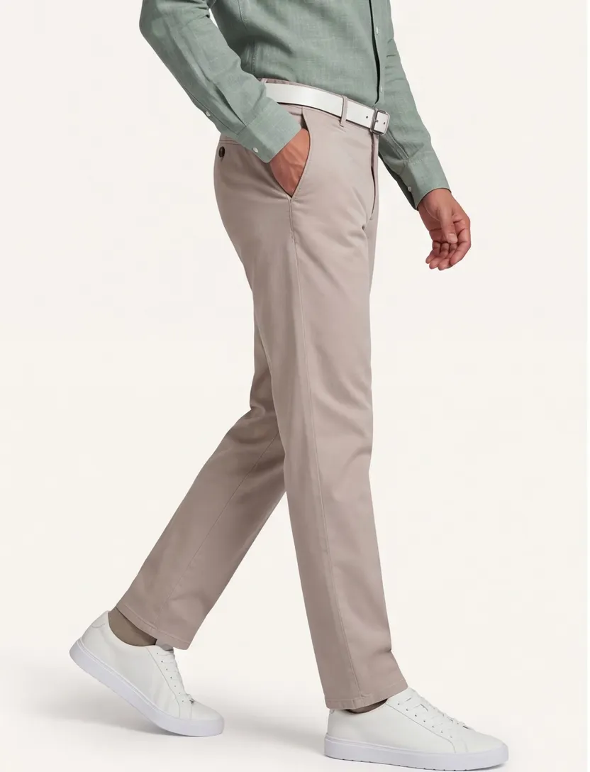 Pantalon flatfront model Meyer normale fit beige