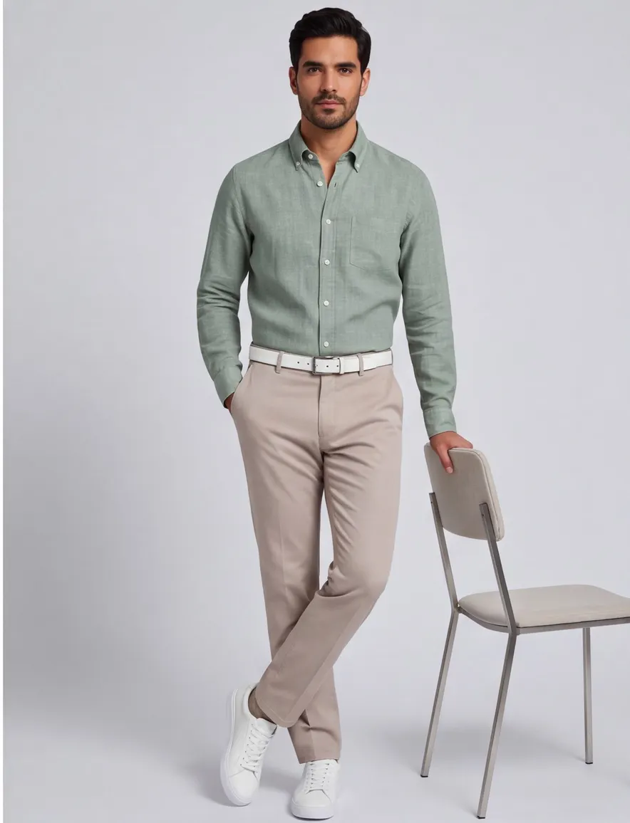 Beige pantalon flatfront model normale fit Meyer