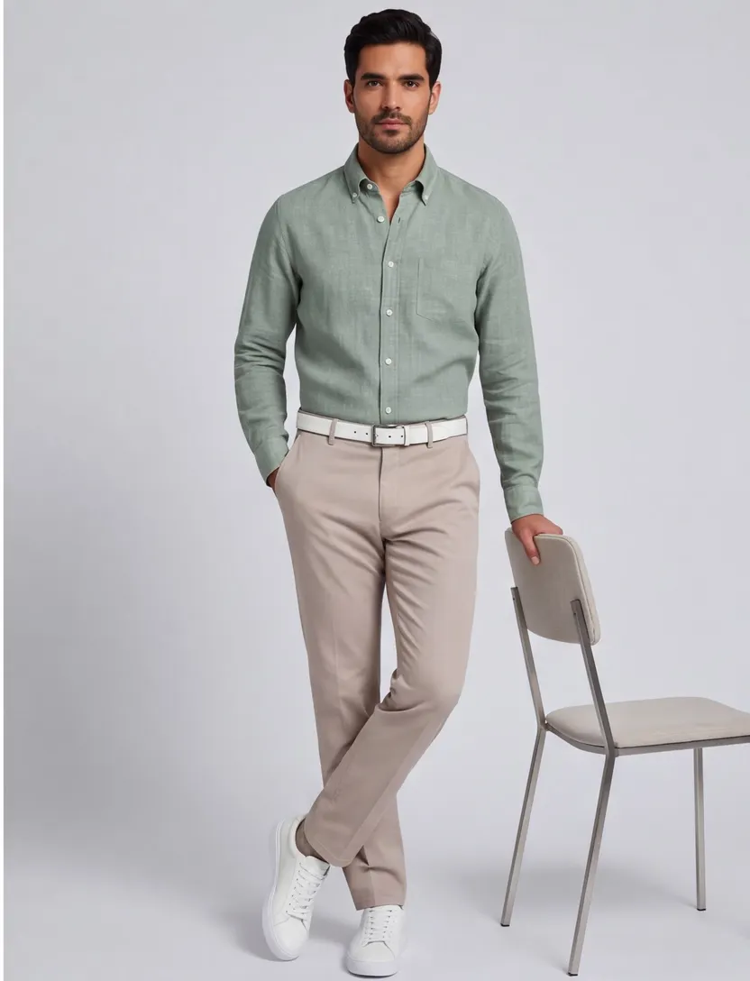 Pantalon flatfront model Meyer normale fit beige