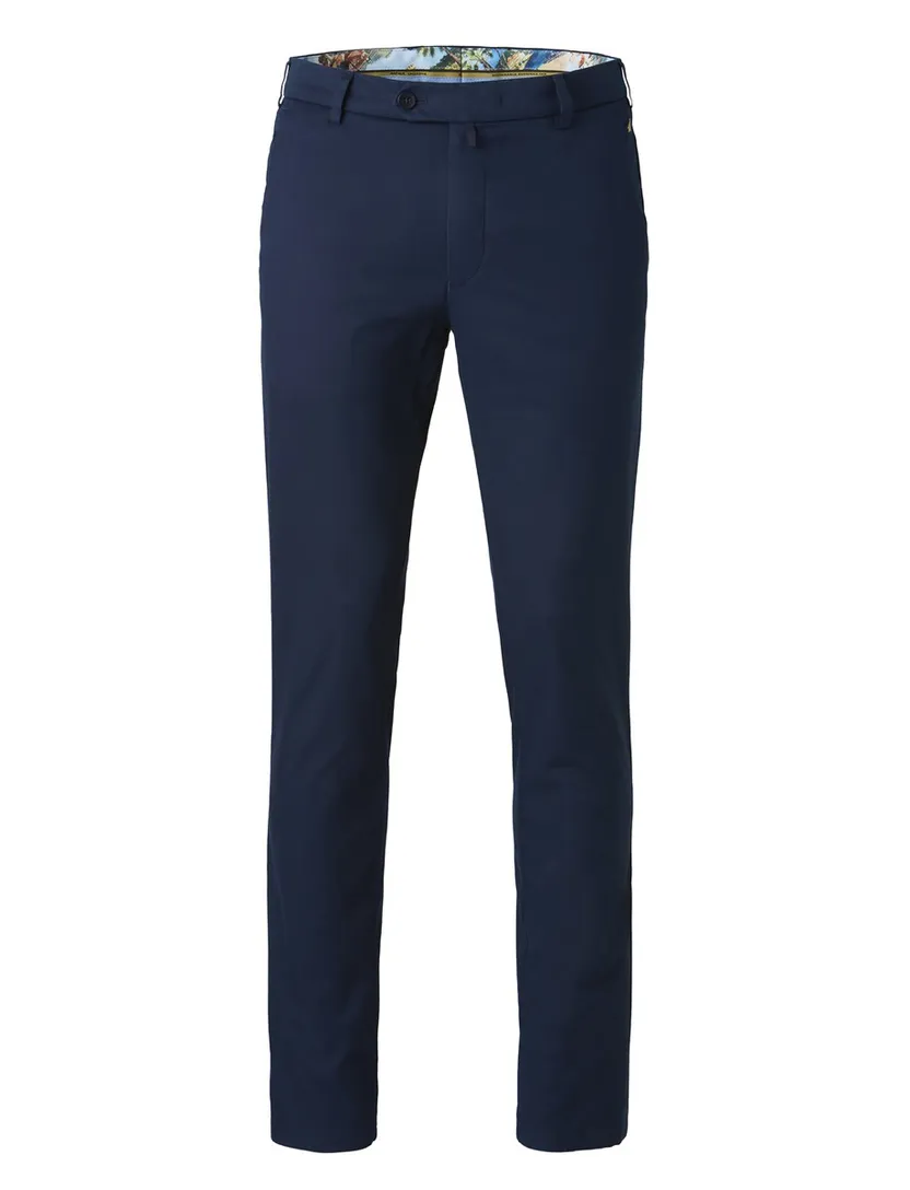 Donkerblauwe flat front chino Meyer Bonn katoen