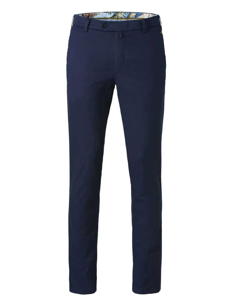 Meyer Bonn flat front chino donkerblauw effen