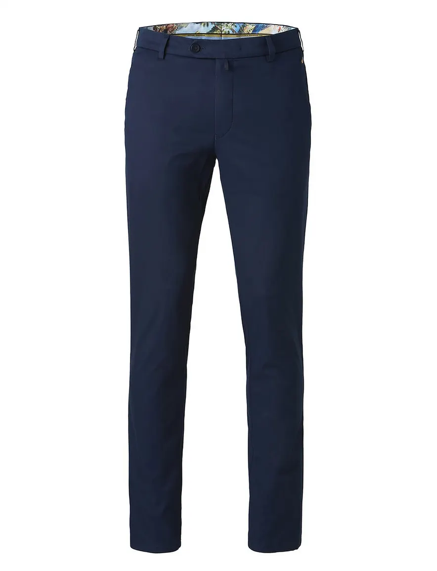 Meyer flat front chino navy effen Bonn