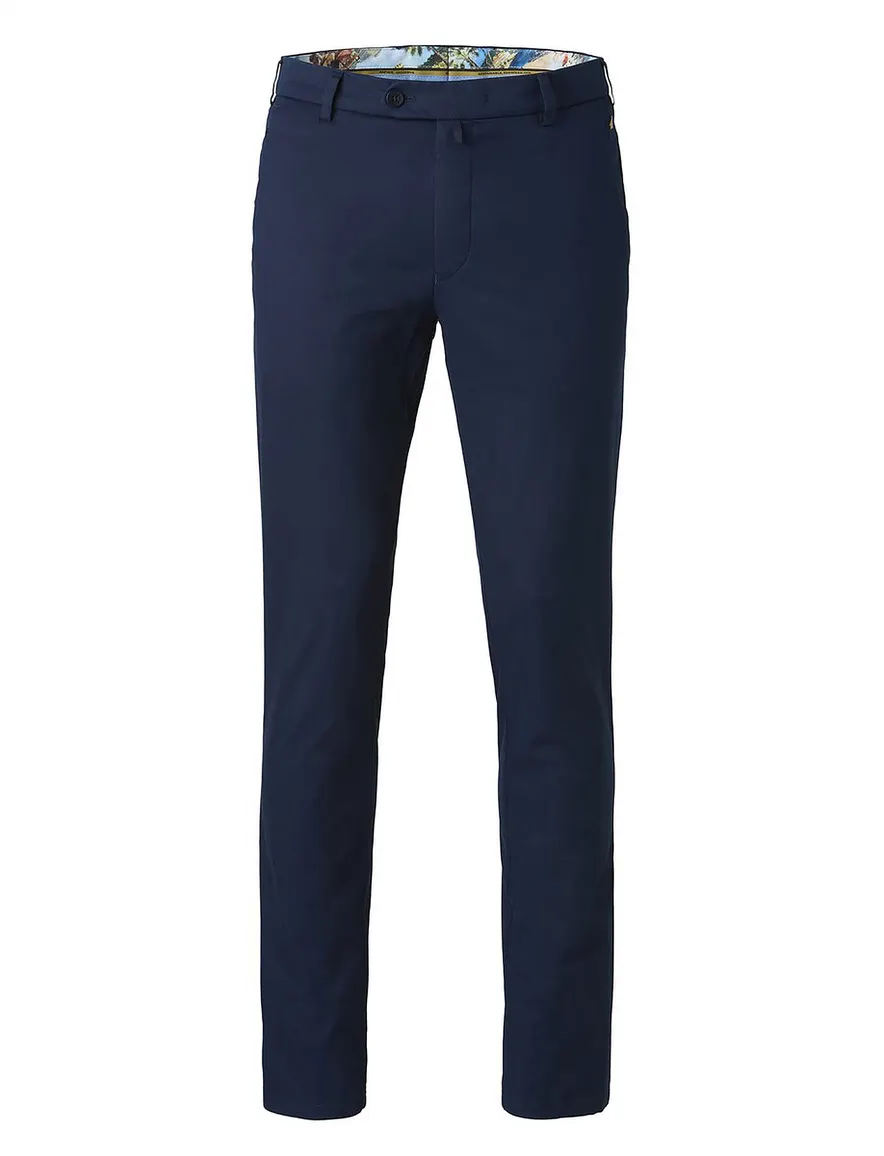 Meyer flat front chino navy effen Bonn