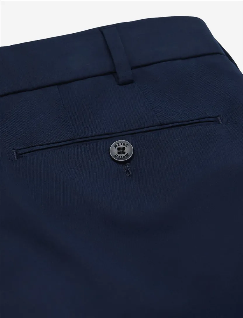 Donkerblauwe flat front chino Meyer Bonn katoen