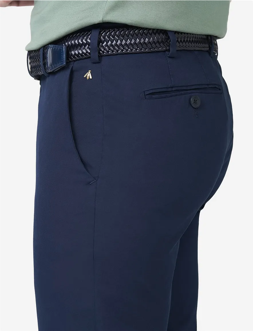 Meyer flat front chino navy effen Bonn