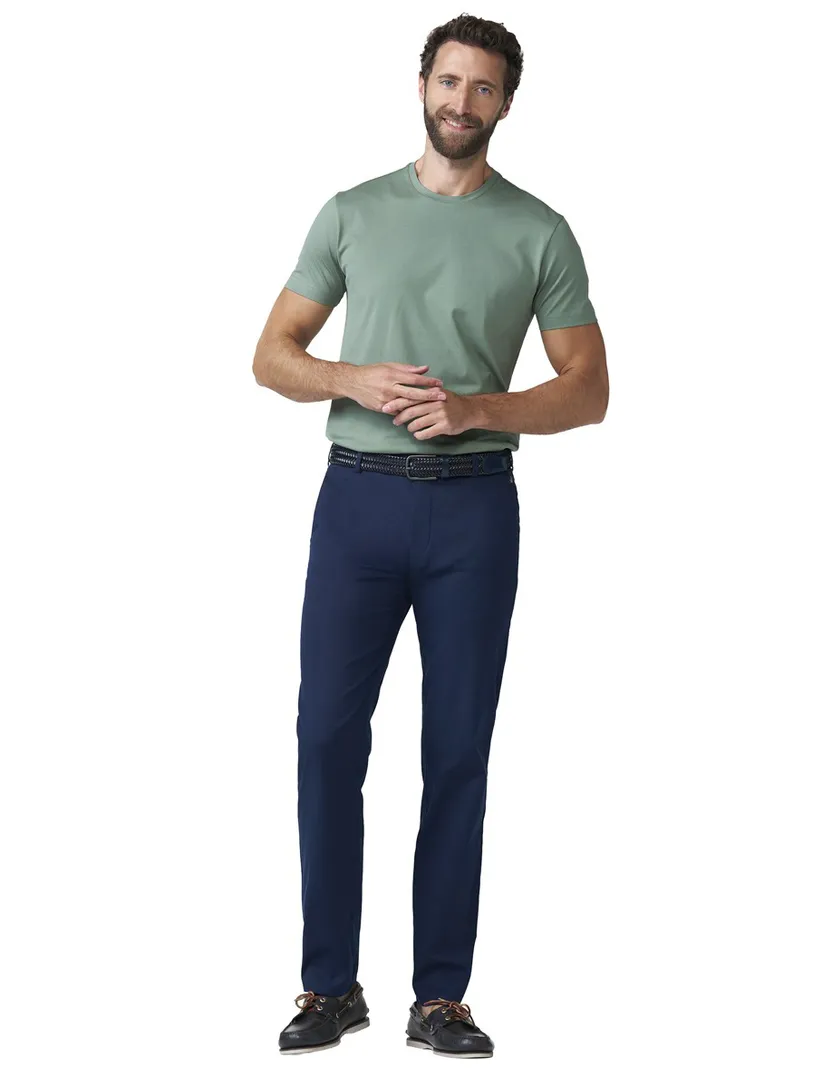 Donkerblauwe flat front chino Meyer Bonn katoen