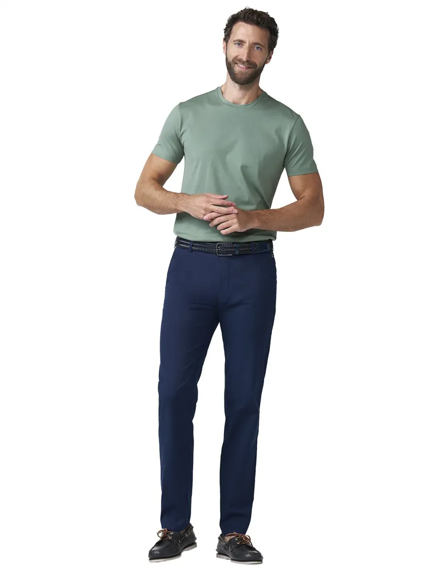 Meyer Bonn flat front chino donkerblauw effen