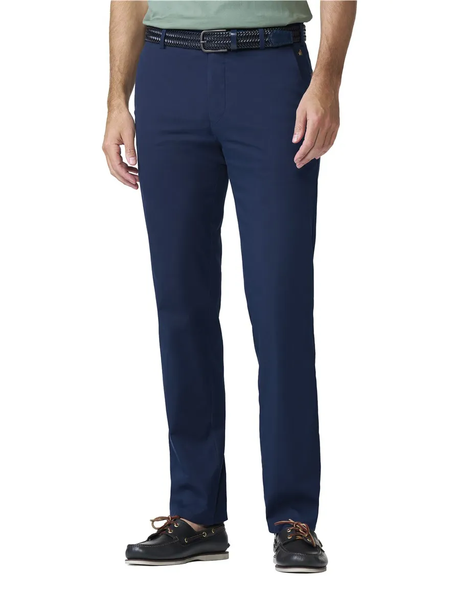 Meyer Bonn flat front chino donkerblauw effen