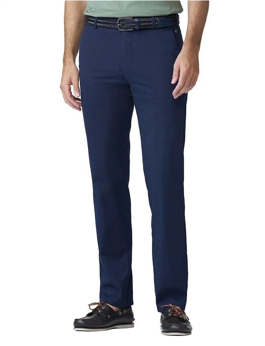 Meyer flat front chino navy effen Bonn