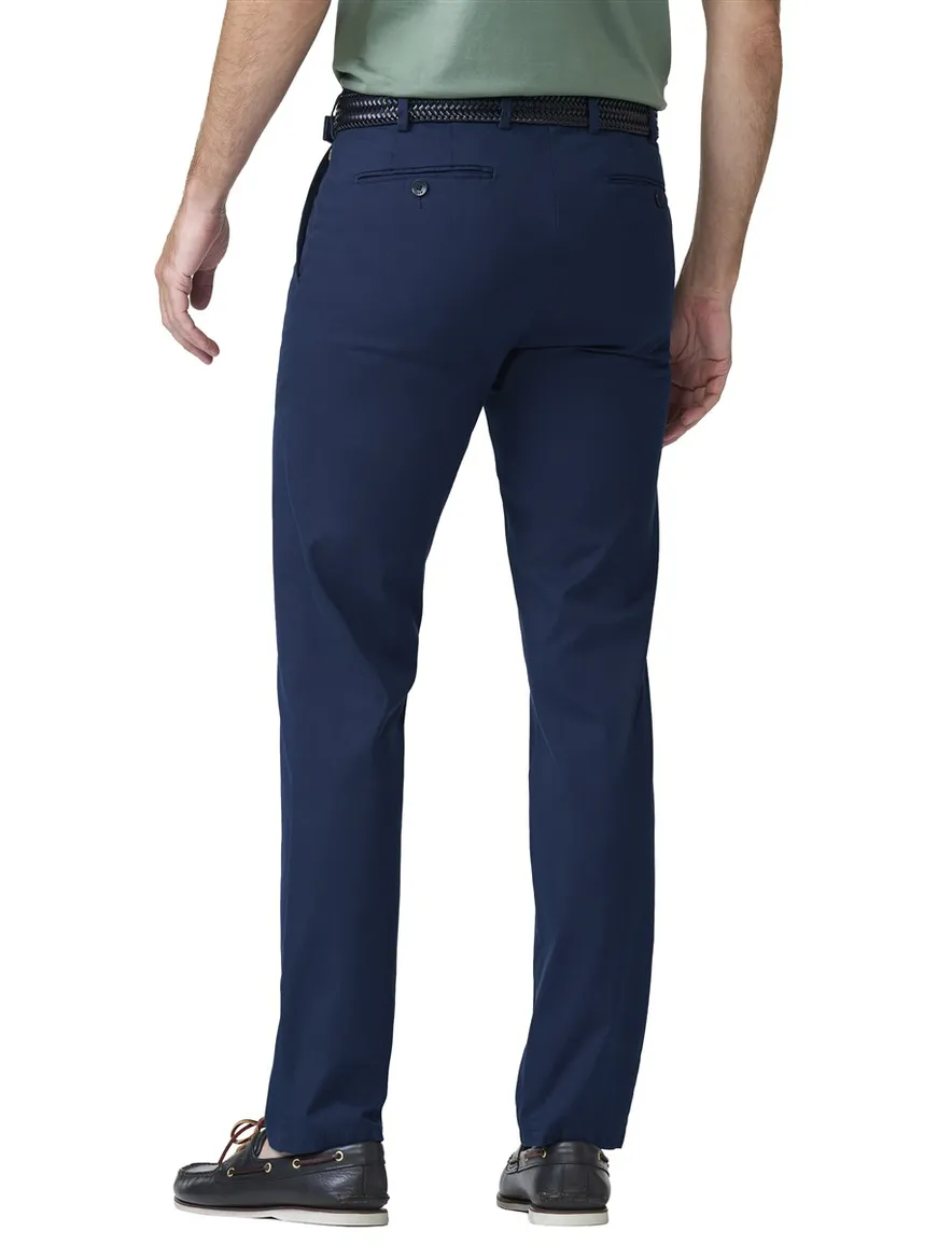 Meyer Bonn flat front chino donkerblauw effen