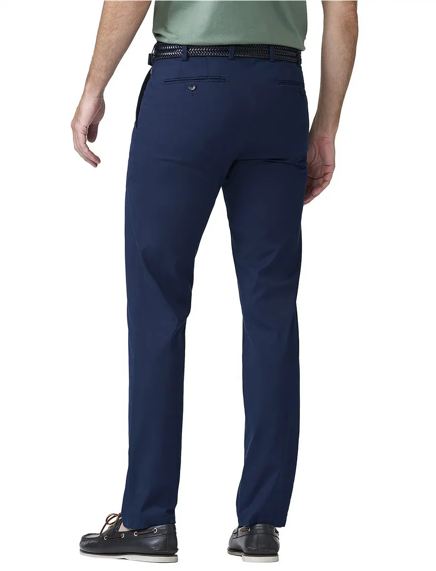 Meyer flat front chino navy effen Bonn