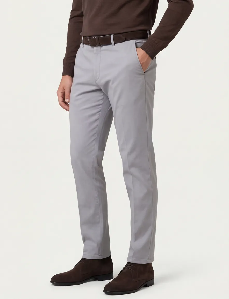 Grijze pantalon Meyer New York flatfront normale fit